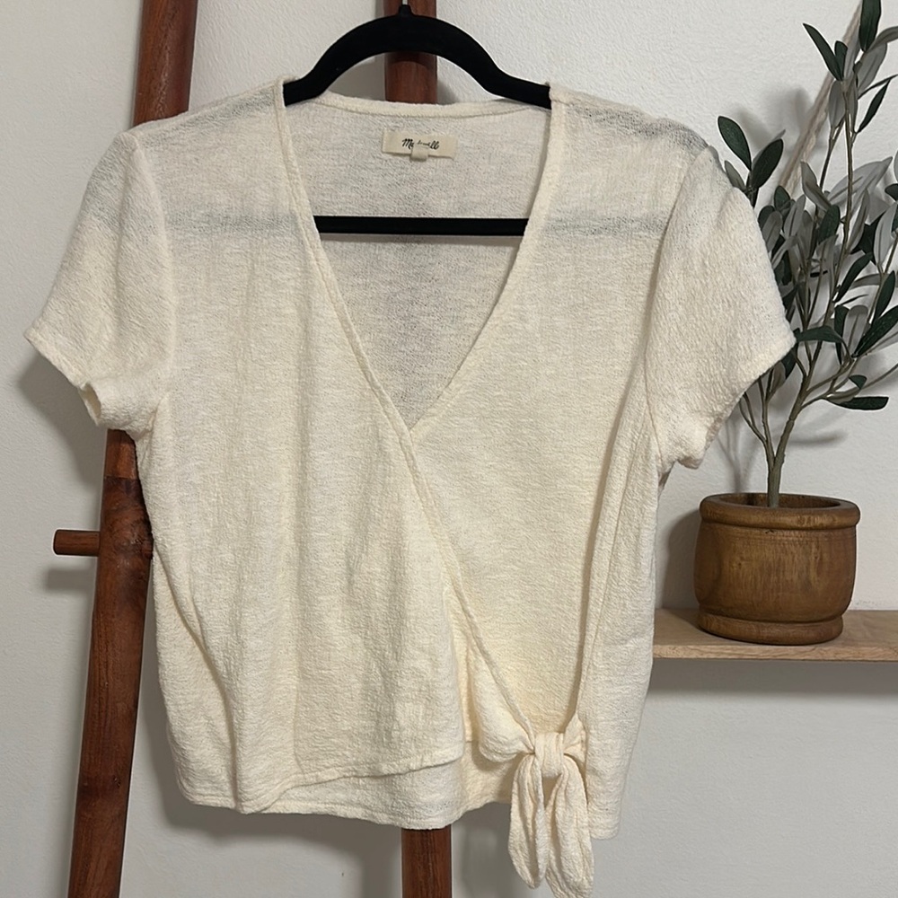 Madewell Cream Wrap Top